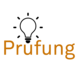 Illustration: Der Schriftzug "Prüfung". Über dem Buchstaben "ü" eine Glühbirne, die die Ü-Striche verdeckt 