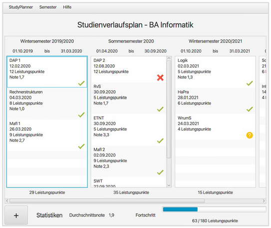 Vollständig implementiertes Beispielprojekt (Studienverlaufsplan Bachelor Informatik)