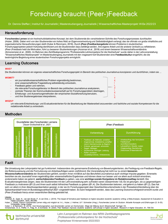 Poster zum Lehrprojekt „Forschung braucht (Peer-)Feedback“