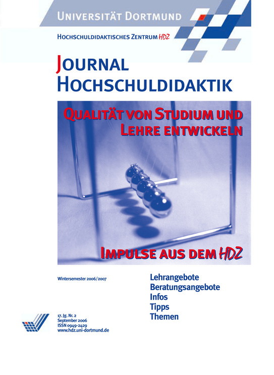 Journal Hochschuldidaktik, Nr. 2, 2006 Titelblatt Journal Hochschuldidaktik, Nr. 2, 2006