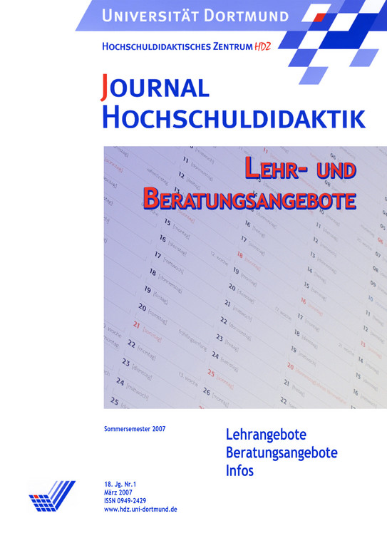 Titelblatt Journal Hochschuldidaktik, Nr. 1, 2007