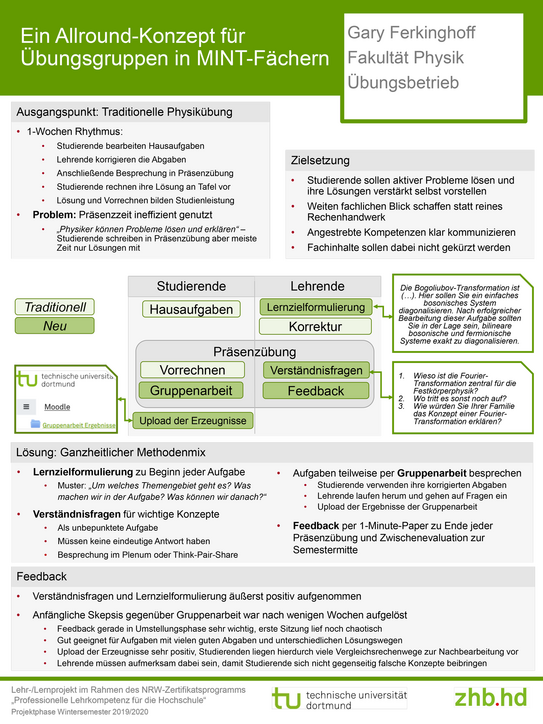 Poster zum Lehrprojekt „Ein Allround-Konzept für Übungsgruppen in MINT Fächern“