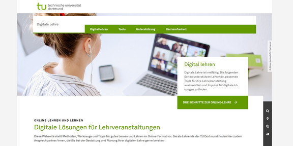 Portal "Digitale Lehre" Screenshot der Website "Digitale Lehre" an der TU Dortmund