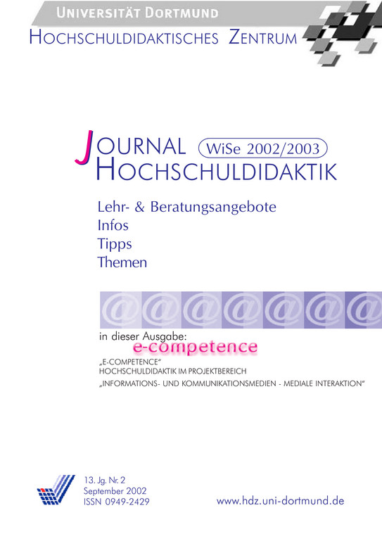 Titelblatt Journal Hochschuldidaktik, Nr. 2, 2002