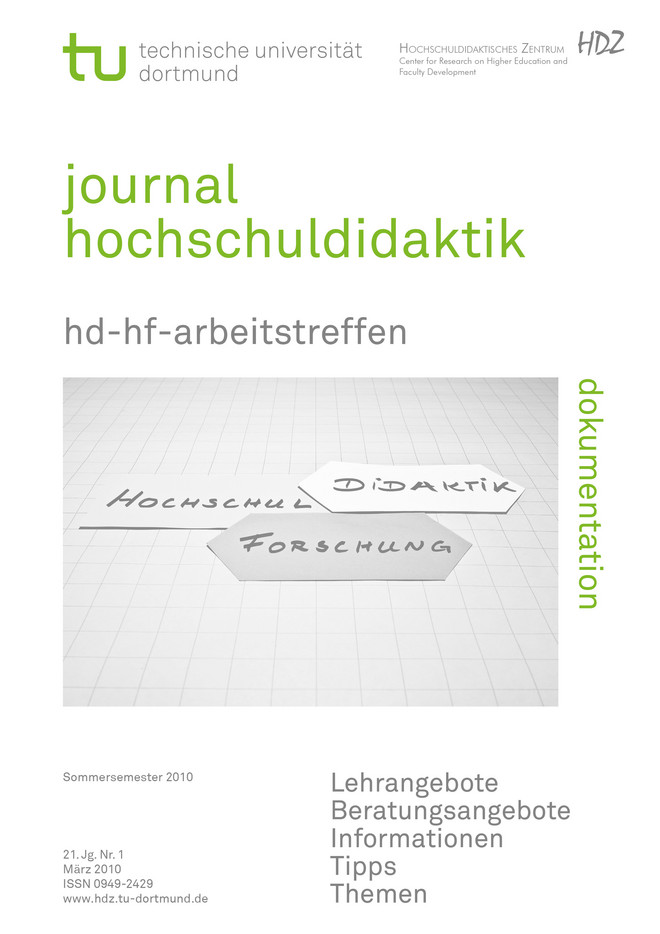 Titelblatt Journal Hochschuldidaktik, Nr. 1, 2010