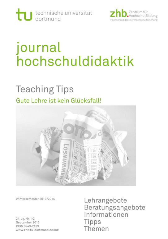Titelblatt Journal Hochschuldidaktik, Nr. 1+2, 2013
