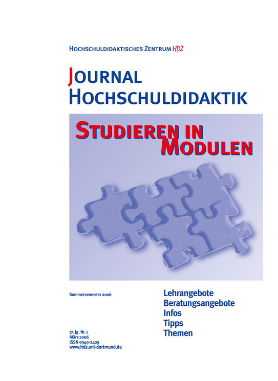 Journal Hochschuldidaktik, Nr. 1, 2006 Titelblatt Journal Hochschuldidaktik, Nr. 1, 2006
