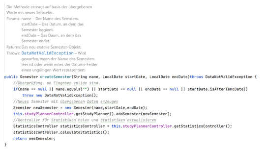 Programmcode mit Kommentaren und Erklärungen