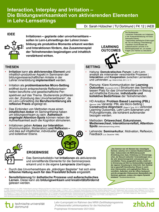Poster zum Lehrprojekt „Interaction, Interplay and Irritation“