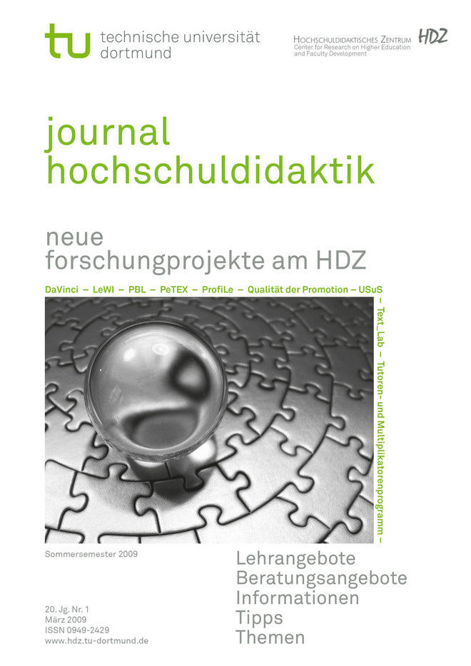 Titelblatt Journal Hochschuldidaktik, Nr. 1, 2009