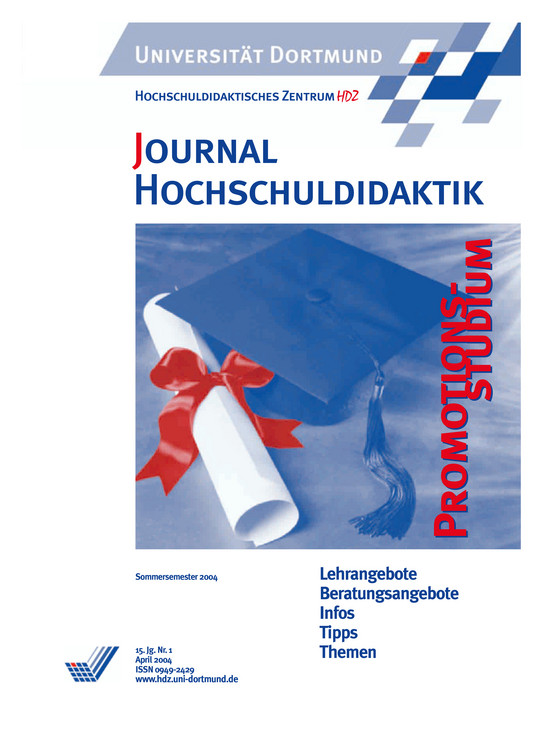Journal Hochschuldidaktik, Nr. 1, 2004 Titelblatt Journal Hochschuldidaktik, Nr. 1, 2004