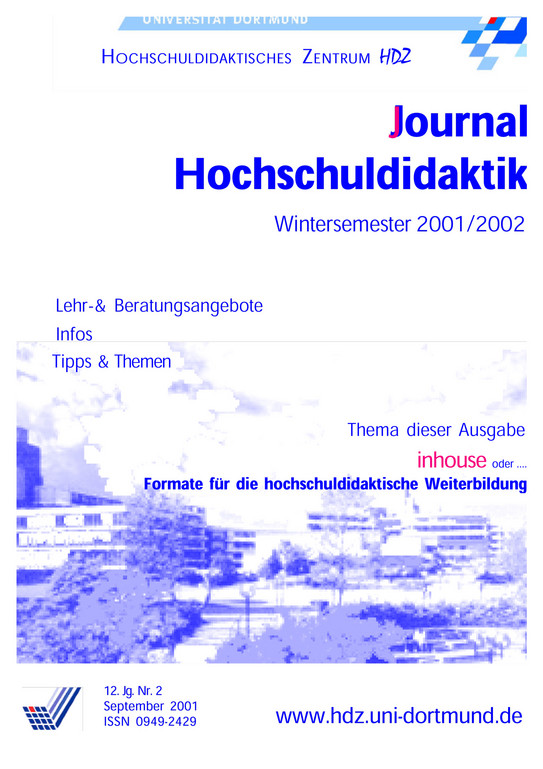 Journal Hochschuldidaktik, Nr. 2, 2001 Titelblatt Journal Hochschuldidaktik, Nr. 2, 2001