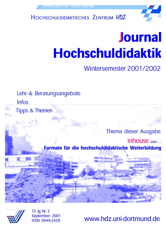Titelblatt Journal Hochschuldidaktik, Nr. 2, 2001